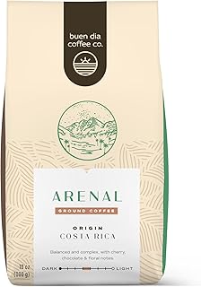 Buen Dia Coffee Co. Costa Rican Ground Coffee, 10 Ounce - Certified Organic, Fairtrade Coffee
