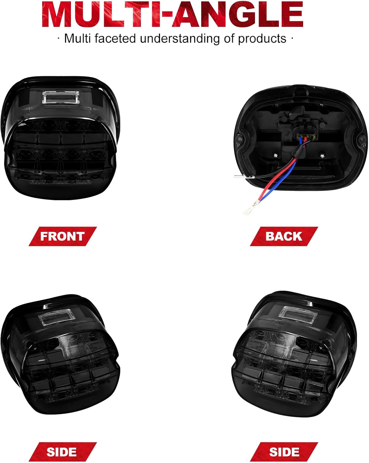 Motorcycle LED Brake Tail Light Rear Running License Plate Lamp Fit For Harley Touring Electra Glide Road King Street Glide Dyna Softail Street Fat Bob Sportster (Smoke LED Brake Tail Light)