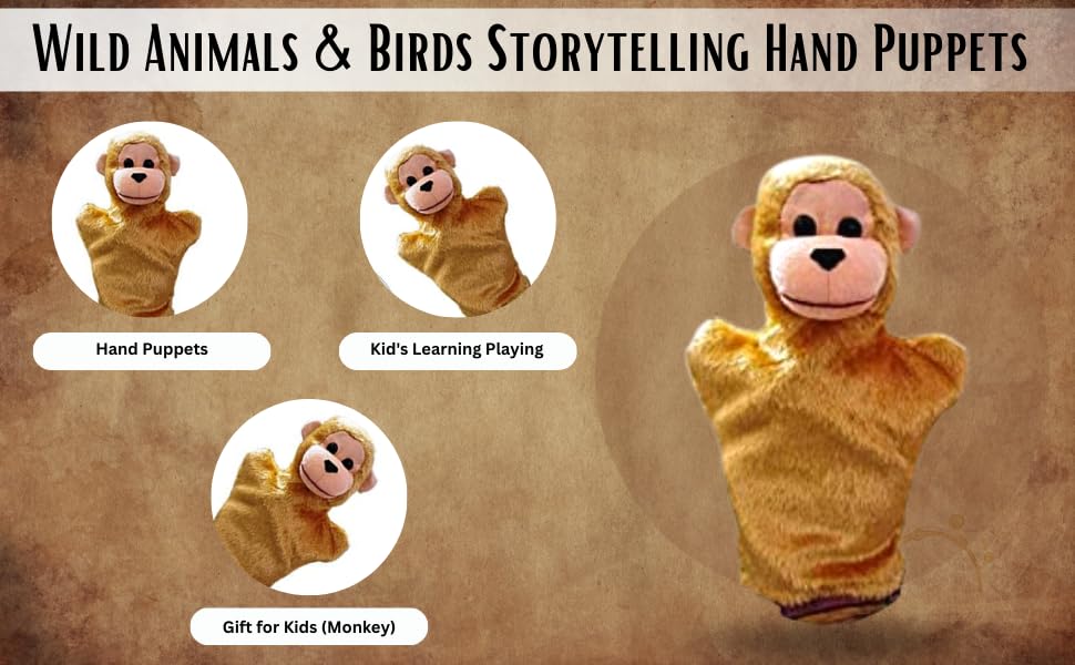 VARUSH Wild Animals & Birds Storytelling Hand Puppets/Hand Puppets for Kid's Learning Playing (Monkey) - Image 3 thumbnail