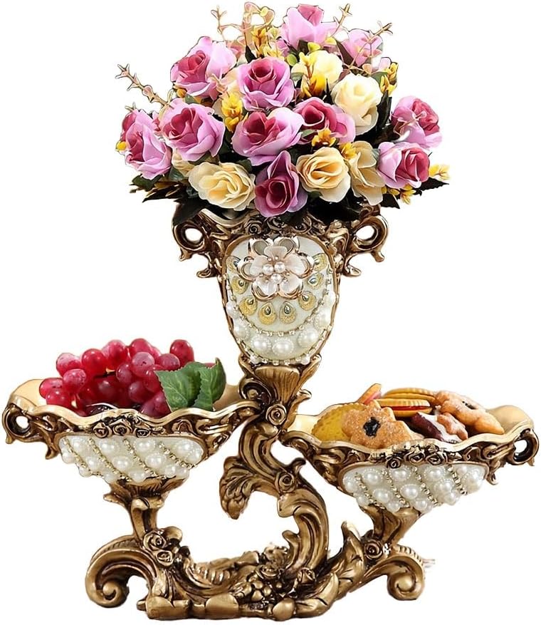 European-style Retro Resin Tall Vases with Artificial Flower Arrangements Bouquets for Living Dining Room Table Centerpiece Bedroom Office Hotel Home Decoration Large Decorative Flower Vase 18.1in(Pin