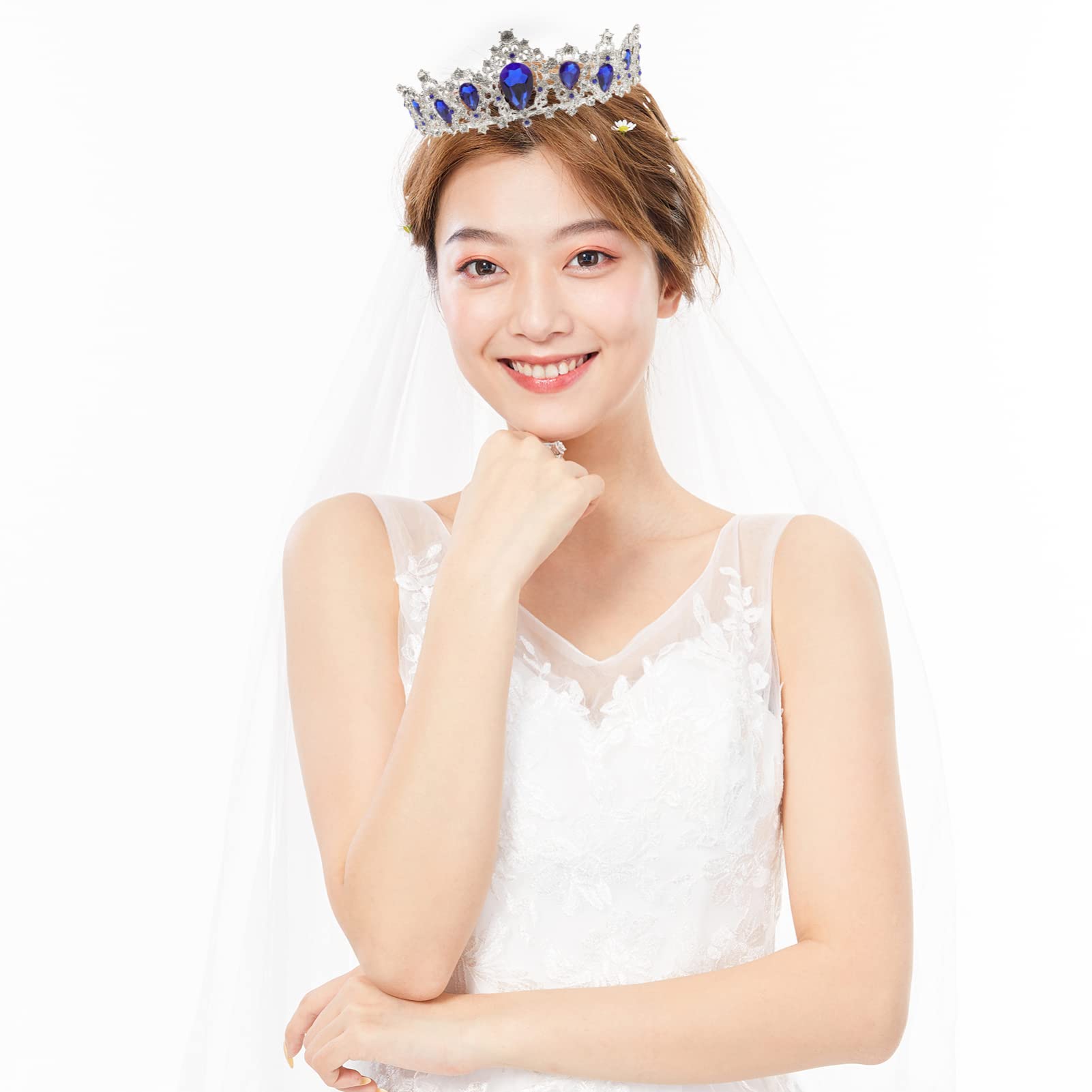 Abaodam 2 Piezas Nupcial De La Vendimia Tiara De Princesa Tiara De Cumpleaños Para Niñas Tiaras Para Niñas Tiaras De Boda Peluca Cristal Dama De Honor Víspera De Todos Los Santos