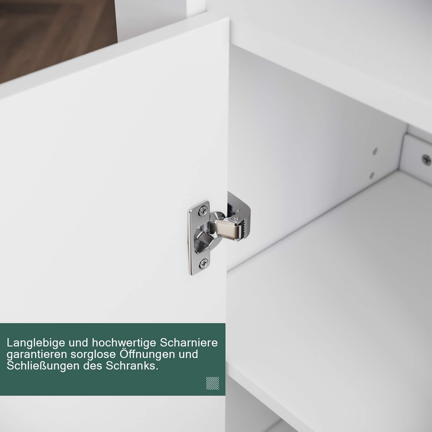 SONNI Commode Dressoir met LED Verlichting (12 Kleuren kunnen worden ingesteld) Wit Hoogglans Woonkamermeubel Woonkamerkast Staande kast
