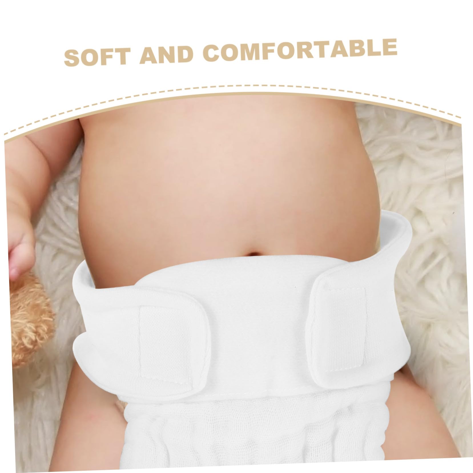 LIFKOME 3 Stück-pack Bio Babywindeln aus Weißer Baumwolle Wiederverwendbare und Waschbare Windelhosen für Neugeborene Verstellbare Größe für Indoor und Reise