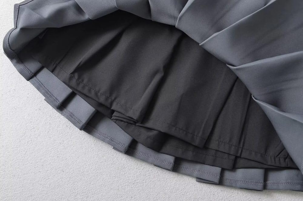 Jupe Courte Femme - Été avec Ceinture Décoration Taille Haute Jupe Plissée Femmes Mince A-Ligne Mini Jupe Skort