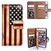 Bcov iPhone 8 Plus Wallet Case, Retro American Flag Multifunctional Flip Leather Case Wallet Folio Cover with Credit Card Slot ID Card Holder Wrist Strap for iPhone 8 Plus