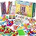 Yojoloin Kit Manualidades Niños 5 6 7 8 Años,Pipe Cleaners Crafts Set Creativo Kit DIY Arts Crafts Materiales,Incluye Pluma,Papel de Colores,Pompones,Limpiadores de Pipa,Pegatinas (1400+PCS)