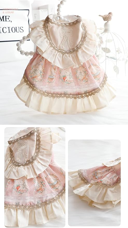 Vestido de Princesa Lolita para Perro Pequeño con Lazos y Capucha miniatura 6