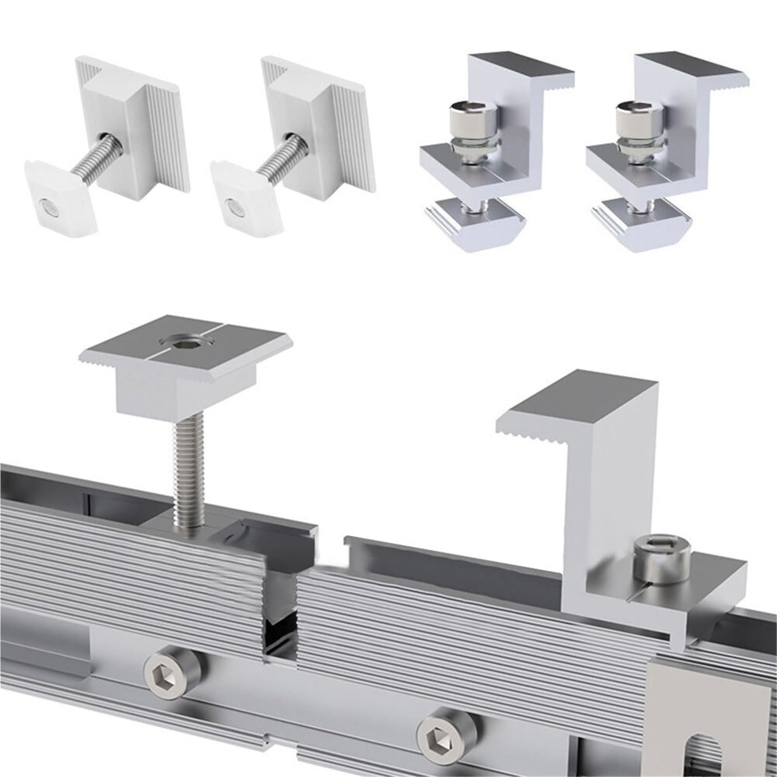 Morsetto for staffa fotovoltaica regolabile | Clip di fissaggio centrale e terminale for pannello solare adatta a pannelli da 30/35/40 mm(10PCS 45mm Mid Clamp)