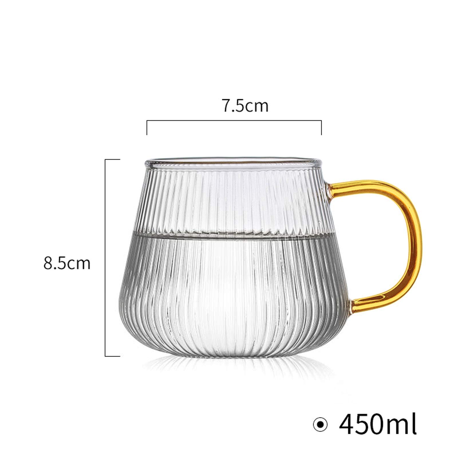 Szklane kubki duże szklane kubki do kawy, szerokie kubki na zupę, cappuccino, kawę, latte, płatki śniadaniowe, lody itp., 450 ml, szklany kubek z łyżką i pokrywką szklanki do picia (rozmiar: S)