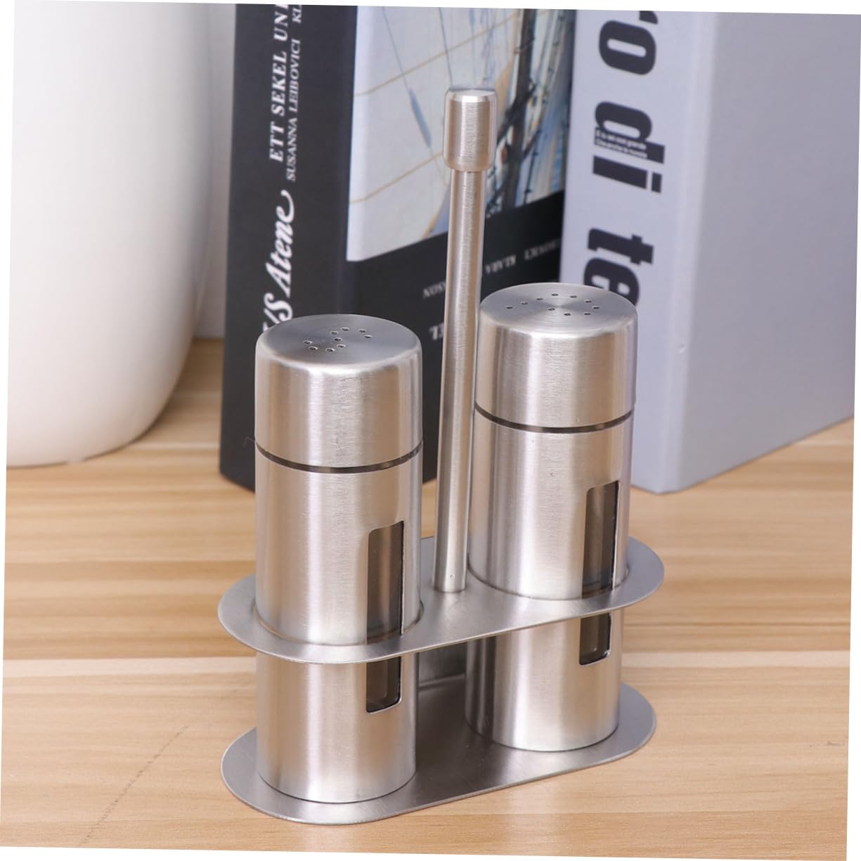3 Stück Salz und Pfeffer Streuer aus Edelstahl und Acryl Gewürzglas mit Deckel für Barbecues und Picknicks Praktischer Küchengewürz Organizer