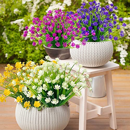 10 Bundles Artificial Flowers Outdoor UV Resistant Fake Flowers Summer Decoration Floral DIY Tables Party Home Greenery Shrubs Plants Home Garden Decor (Mix Colors) image 7