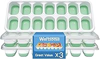 WEFTNOM Ice Cube Trays with Lid, 3 Pack Silicone Easy-Release Stackable for Freezer, Cocktails, Whiskey, Coffee - BPA-Free Odor-Free