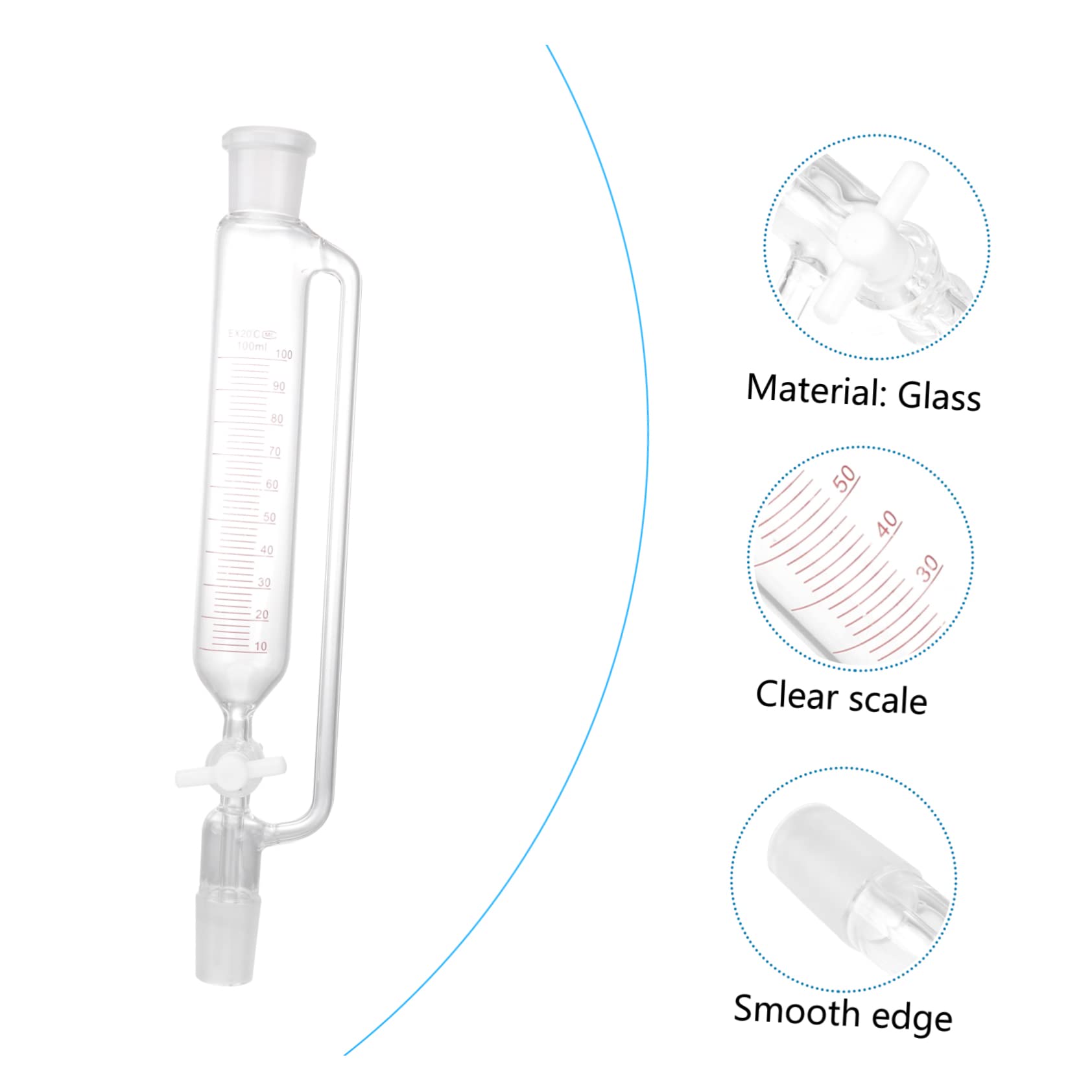 Scheidetrichter Zylindrischer aus Glas für Flüssigkeitstrennung im Labor
