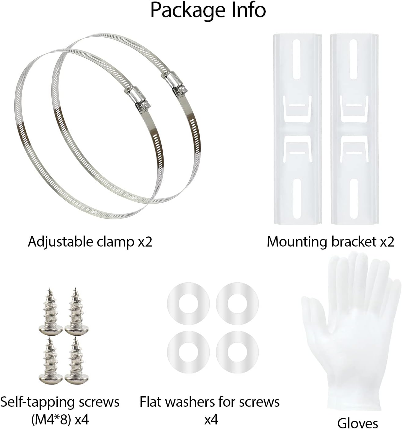 LeMotech Pole Mounting Kits, Stainless Steel 200mm Brackets with Adjustable 50-200mm Clamp for Outdoor Junction Box, Waterproof Plastic Electrical Enclosure（7.87"x1.93" Bracket