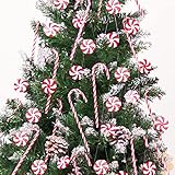 60Pcs Candy Canes Christmas Tree Decorations-Plastic Peppermint Candy Cane Ornaments for Christmas...