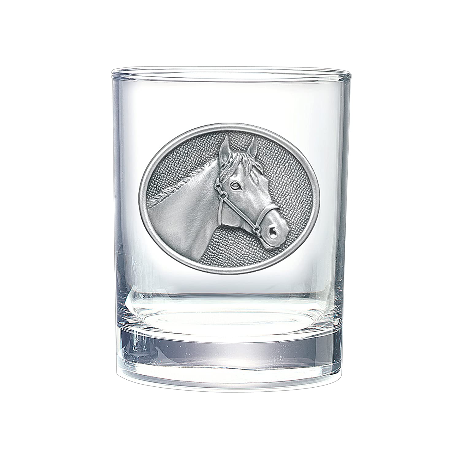 Heritage Pewter Racehorse Double Old Fashion | Double Rocks Glass 14 OZ for Liquor | Expertly Crafted Pewter Glass
