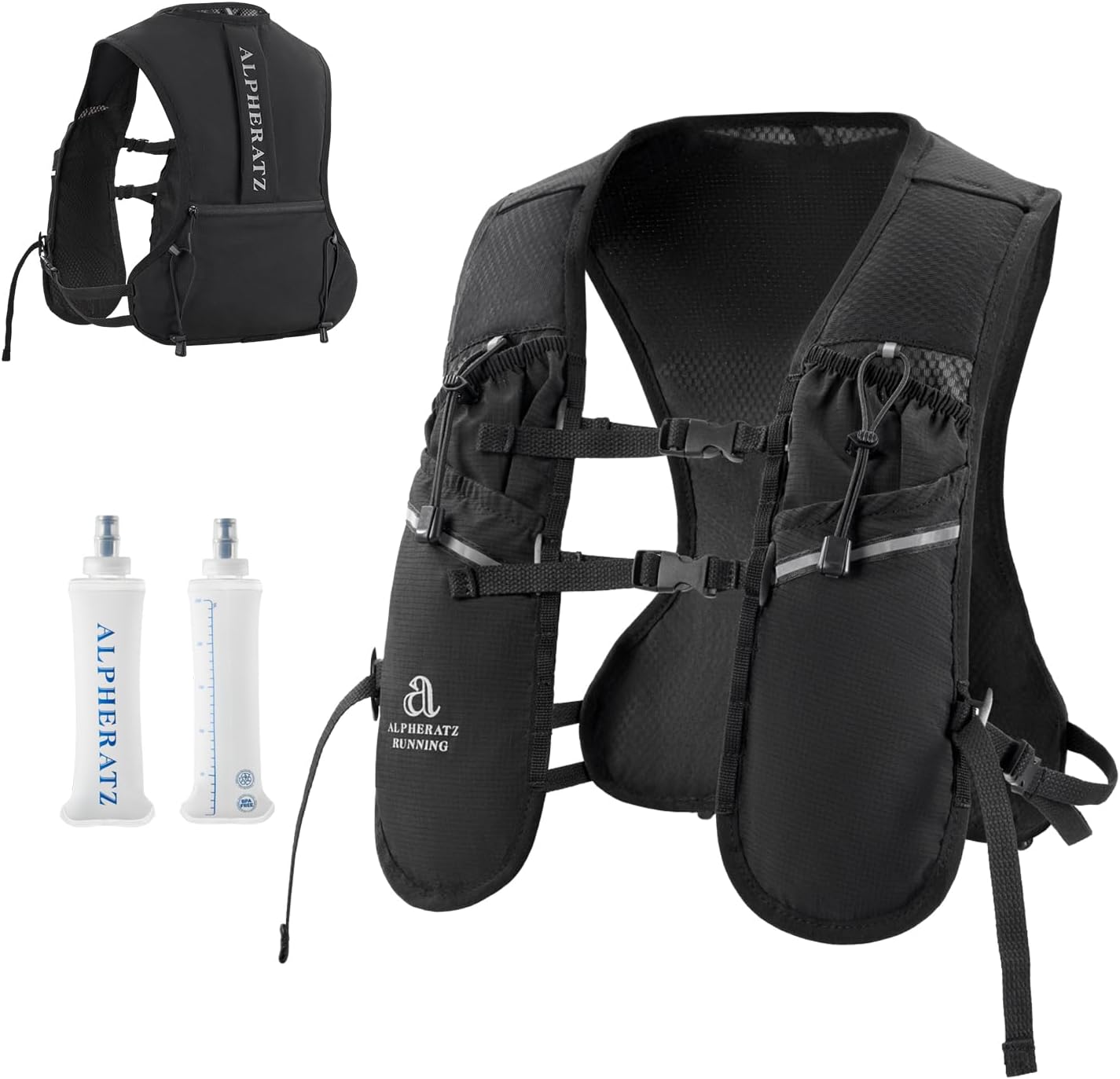 Alpheratz Chaleco de hidratación para correr con vejiga de agua de 16.9 fl oz, correas ajustables ligeras para el pecho, mochila de hidratación para