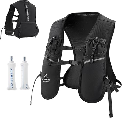 Alpheratz Chaleco de hidratación para correr con vejiga de agua de 16.9 fl oz, correas ajustables ligeras para el pecho, mochila de hidratación para