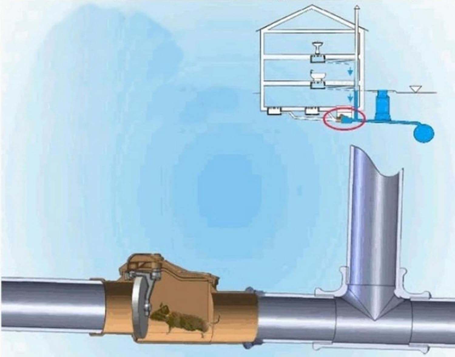 Clapet anti-retour DN110 double clapet – protection contre les refoulements d’eaux usées – fermeture manuelle – joints étanches – éléments en acier inoxydable - 110mm