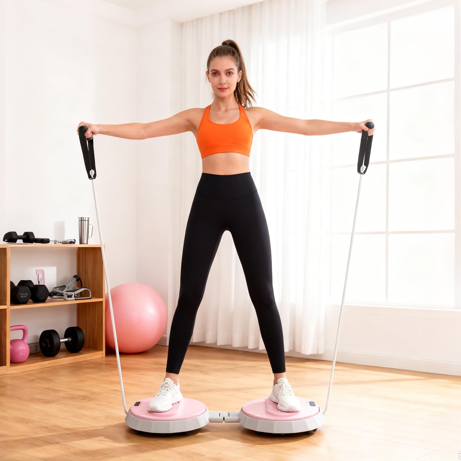 Klappbarer Twist Waist Disc Board mit Schrittzähler & Kordelzug, 400KG Tragkraft, Balanceboard für Bauch, Beine, Po, Hüfte, Gleichgewichtstrainer, Drehplatte, Taillentwister für Zuhause/Büro