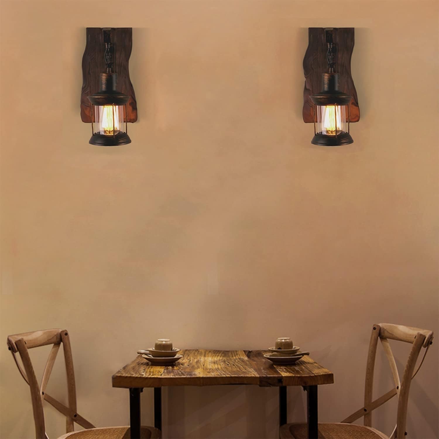 Apliques De Pared Rústicos Lámparas De Pared De Madera De Granja Lámparas De Pared Industriales Retro Lámpara De Tocador For Pasillo Pasillo Dormitorio Mesita De Noche Sala De Estar Baño ( Tamaño : 2P