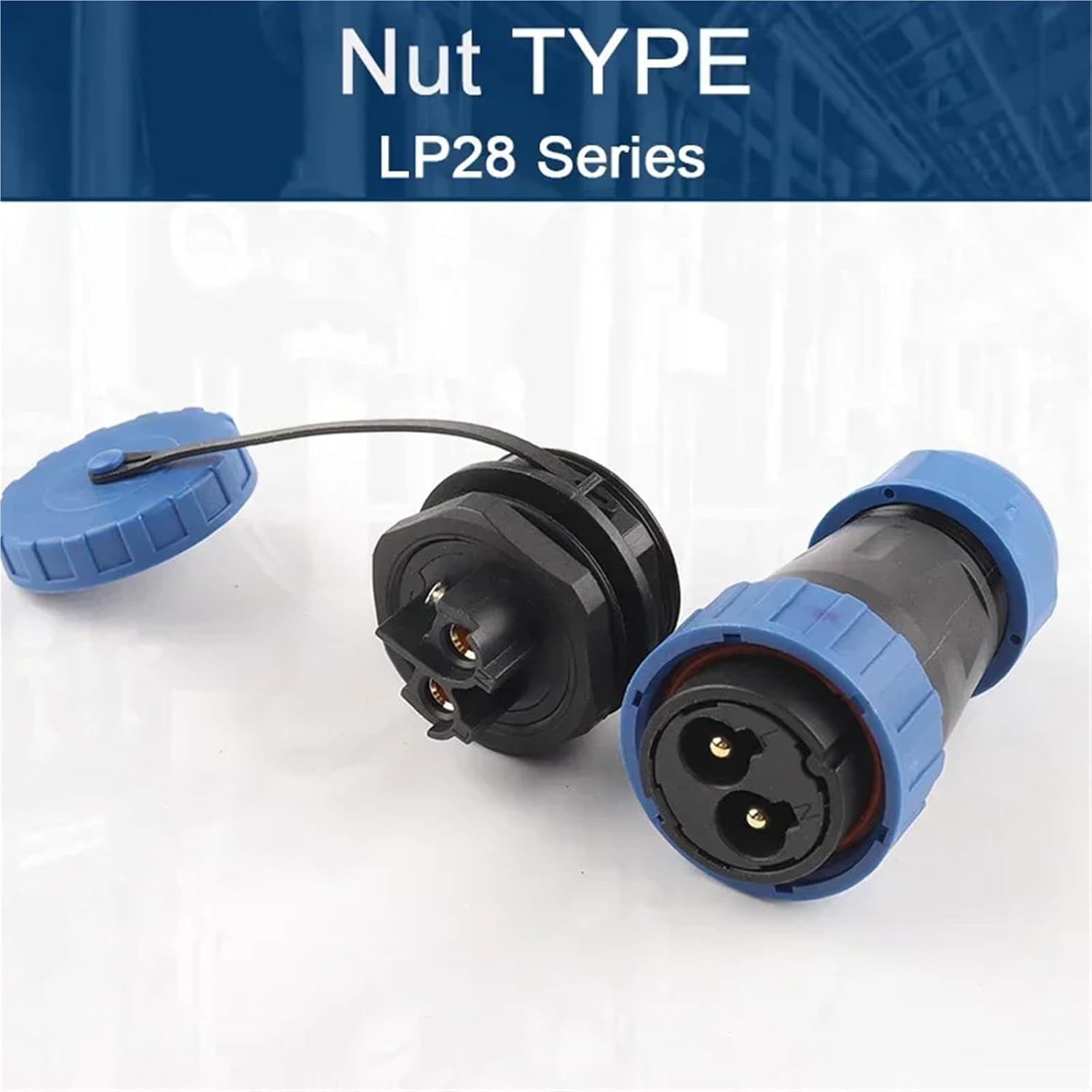 LP/SP28 Cable Connector Nut/Docking/Square IP68 Aviation Male Female Socket 2 3 4 Pin Screw Wiring No Welding 1Pcs(Nut Type,1 SET_2P)