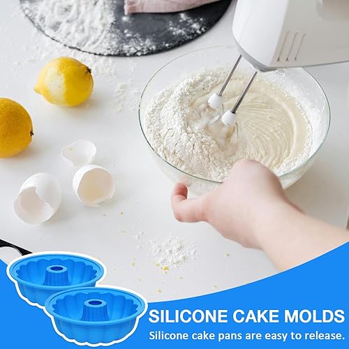 Miniatura 6 de Molde de silicona para pasteles de 8 pulgadas, 2 piezas, molde de gelatina azul, moldes para pasteles fáciles de limpiar, moldes de silicona