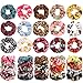 55 Pcs Hair Scrunchies for Women Girls, Hair Ties Ropes Chiffon, Ponytail Holder Hair Accessories, Leopard Scrunchies,Floral Scrunchies, Scrunchy Bobbles