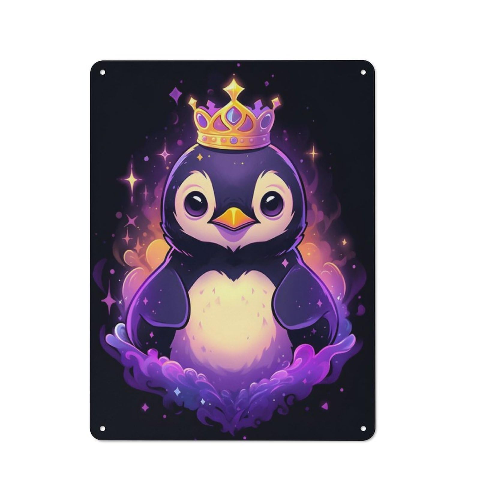 Junmoney Penguin Space King Shed Style Decorative Metal Plaque 40X30cm Featuring Porch Wall Decor For Patio Bar, Workshop, Shed Or Kitchen