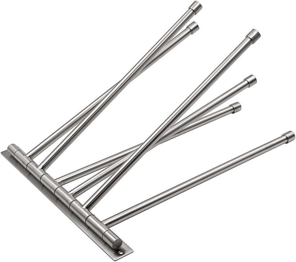 Sumnacon Wall Mounted Swing Towel Bar - Silver Stainless Steel Bath Towel Rod Arm, Bathroom/Kitchen Swivel Towel Rack Hanger Holder Organizer, Folding Space Saver Towel Rail (6 Bar) : Home & Kitchen