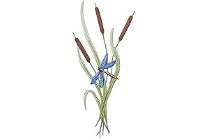 Cattails with Blue Dragonfly Embroidered Iron on Patch