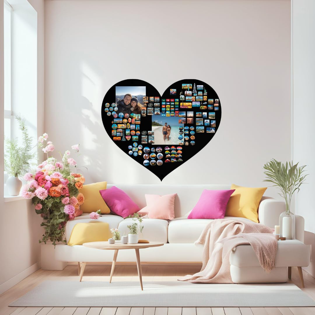 Magnettafel Klein & Groß Schwarz 60x70 cm | Magnetisches Stahlboard für Magnete, Fotos und Notizen, Beschreibbar, Montageset inklusive