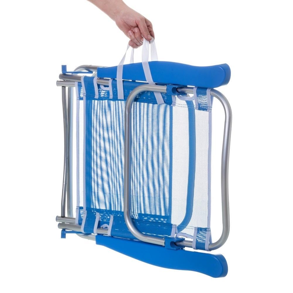 LOLAhome Silla de Playa Baja reclinable 4 Posiciones Convertible en Tumbona Azul de Aluminio y textileno de 61x47x80 cm