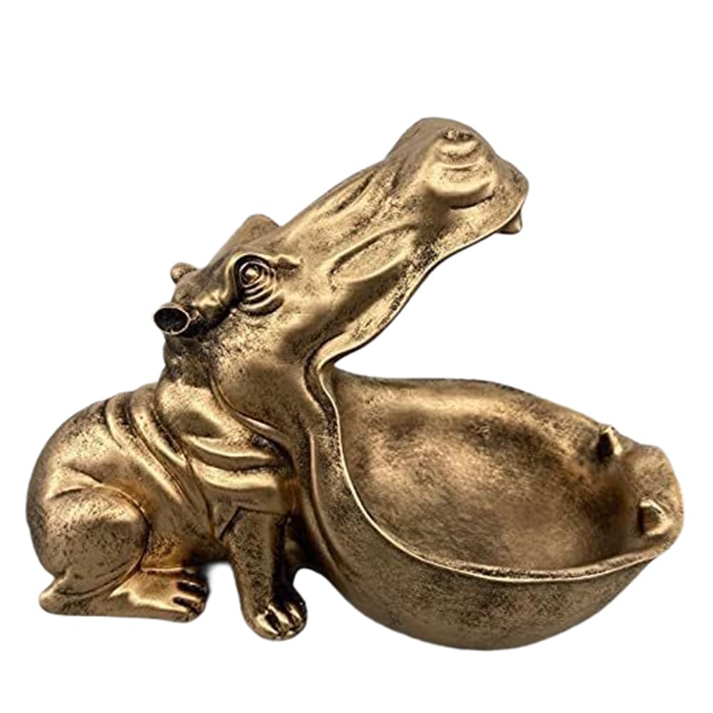 CTRLZS Hippopotamus Statue Home Resin Hippopotamus Figurine Fun Candy Dish,Key Bowl,Big Mouth Sculpture Table Art Decoration B