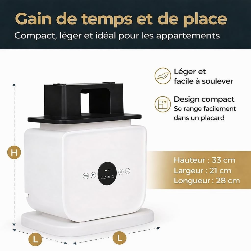 Défroisseur chemise automatique – Repassage sans fer – Séchage rapide 10–15 min – Chemises et pantalons sans plis – Appareil compact à air chaud