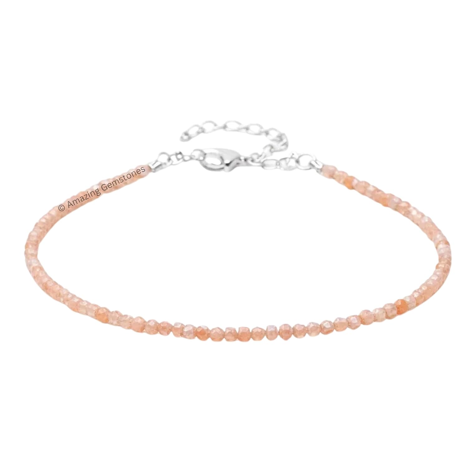 Amazing Gemstone Peach Moonstone Anklet Ankle Bracelet for Women - 2mm Minimalist Adjustable Stone Anklets for Everyday Wear, Elegant Gift Jewelry for Mom, Sister or Friend...
