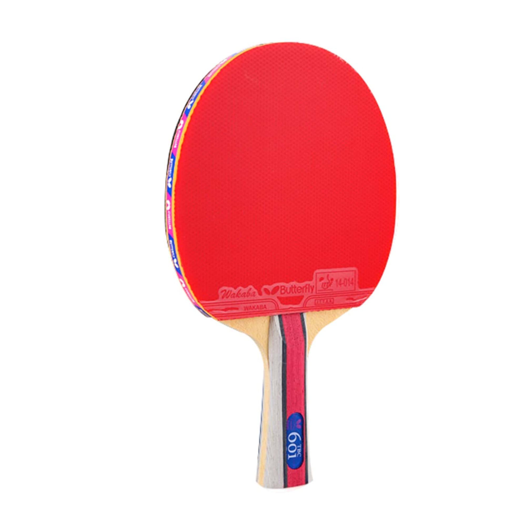 Mazza da ping pong, racchetta professionale, legno a 5 strati, con gomma approvata ITTF / 6 stelle/manico corto