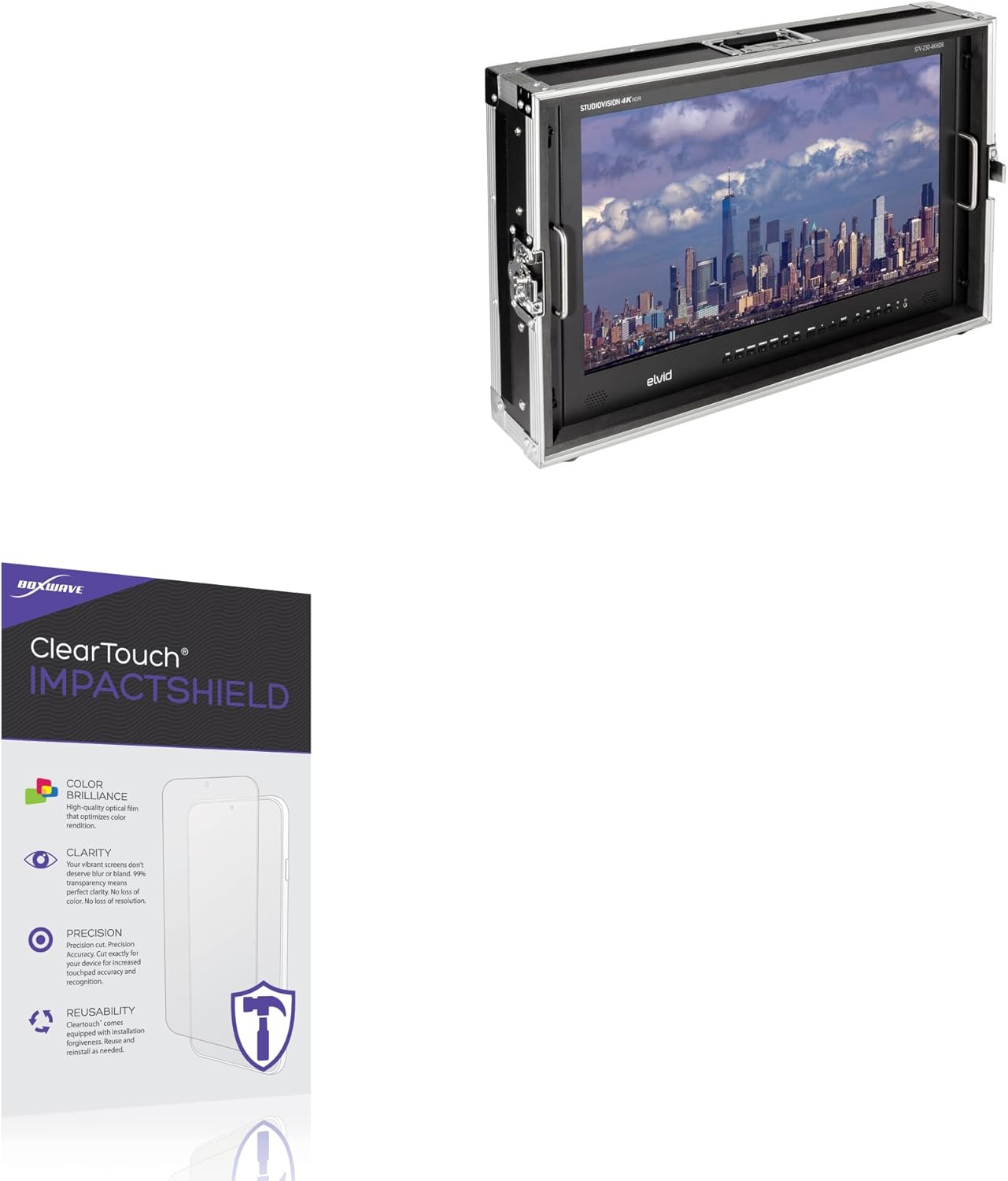 BoxWave Screen Protector Compatible With Elvid STV-230-4KHDR - ClearTouch ImpactShield (2-Pack), Impenetrable Screen Protector Flexible Film