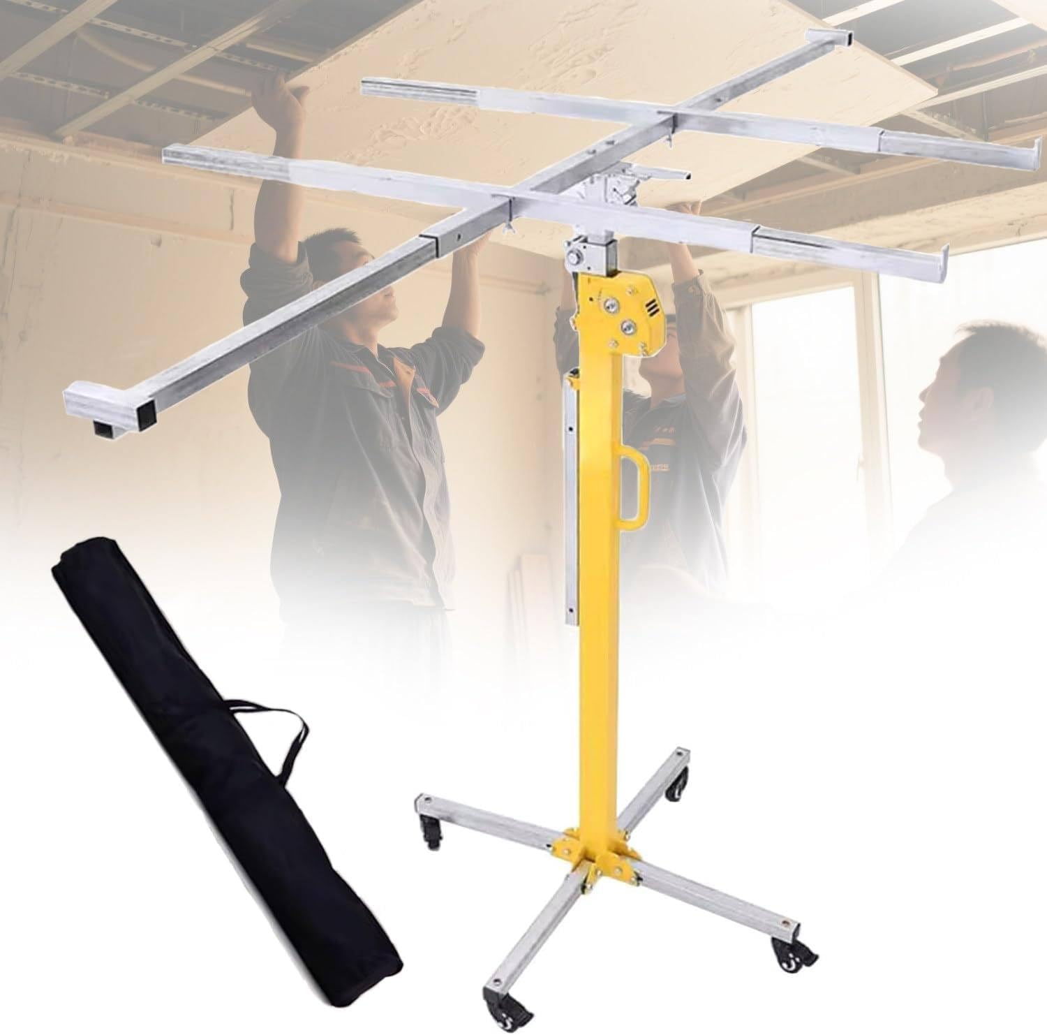 MANYOUYOU Drywall Lift, Sheetrock Lift Drywall Lifter, 110 Lb Capacity, Drywall Lift Panel Hoist with Adjustable Telescoping Arm, Lockable Wheels, Drywall Jack Lift for Ceiling, Drywall Hoist 3m