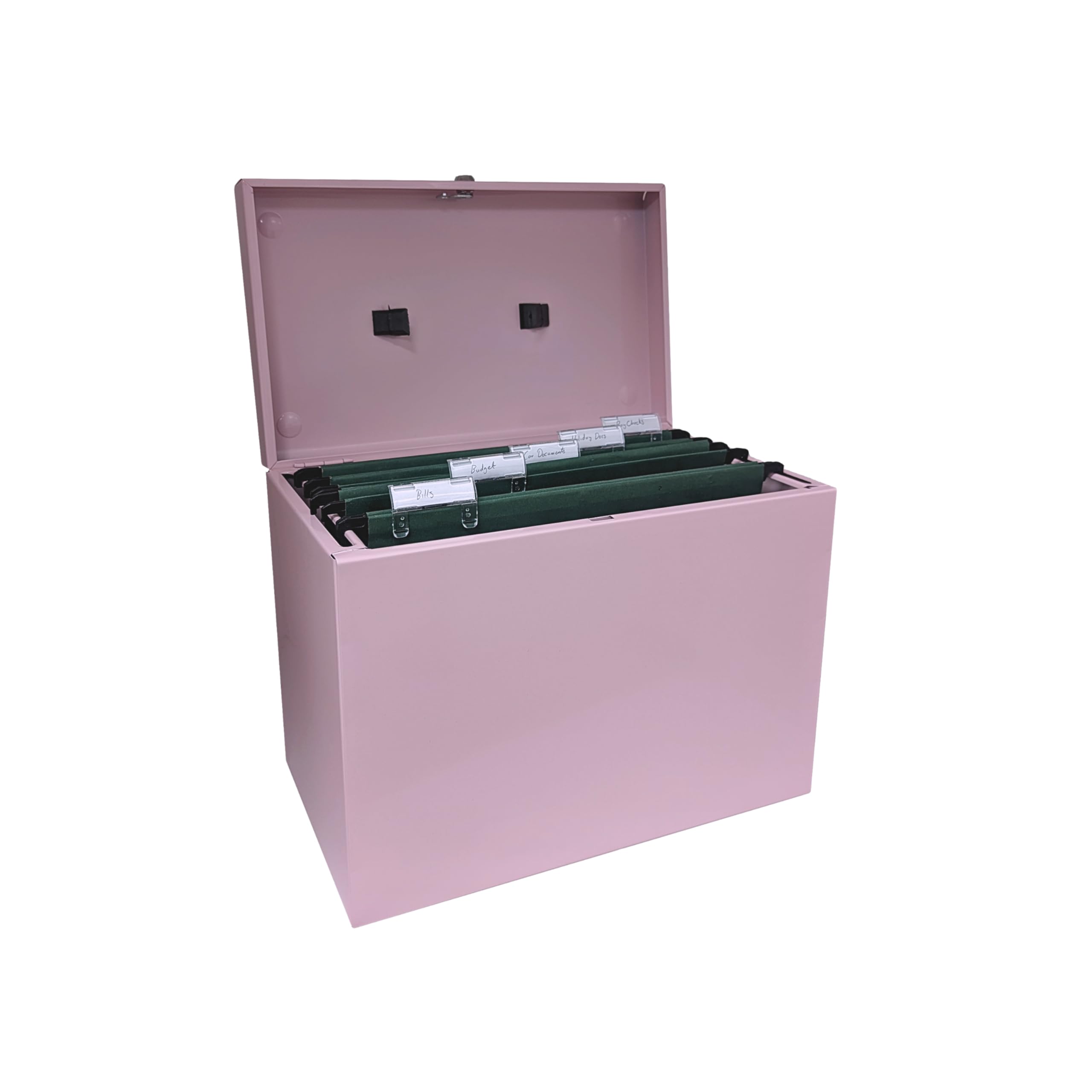 Cathedral Products Boîte de classement A4 en acier avec Starter Pack de 5 dossiers suspendus Rose pastel