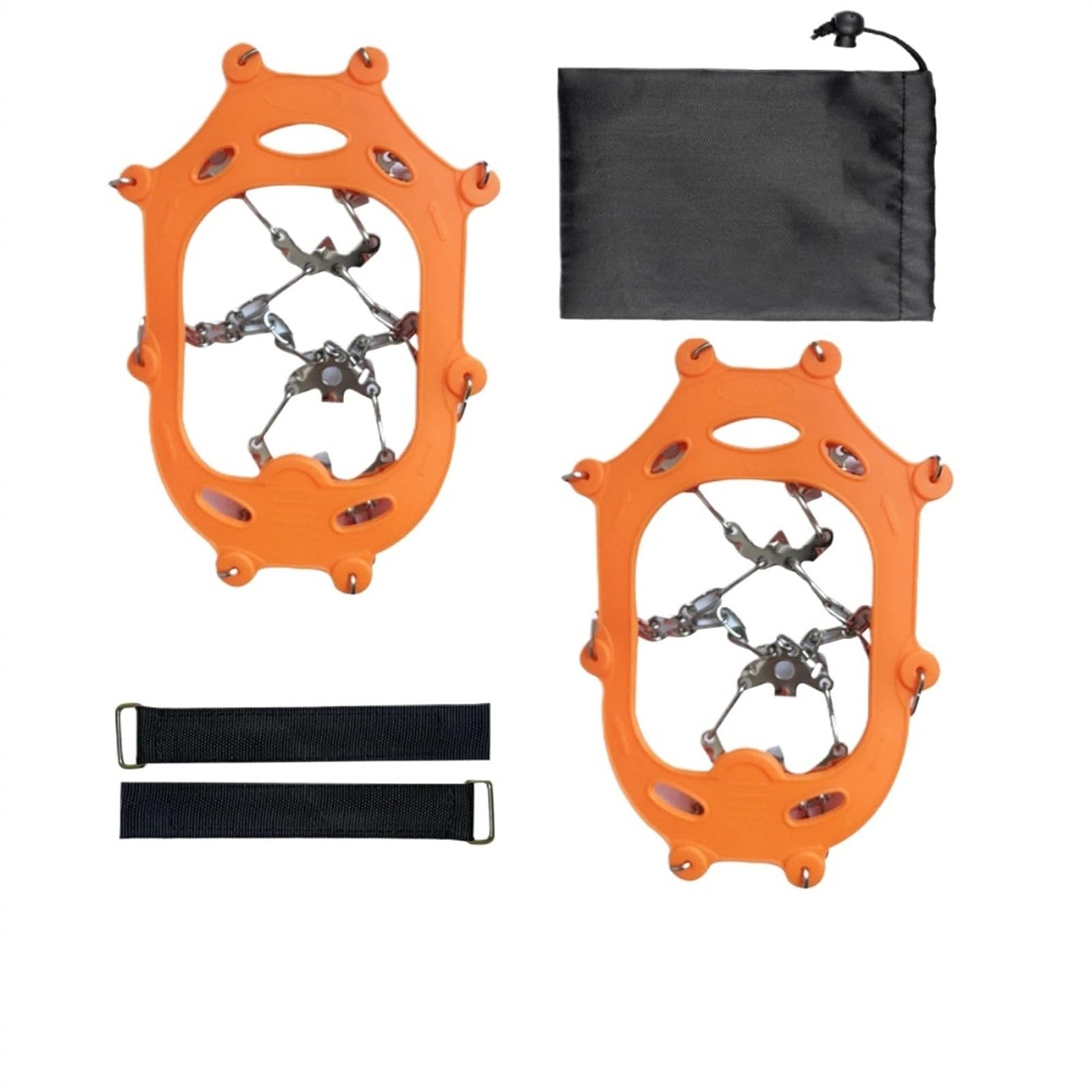 Antideslizante Crampones,Crampones Cadena 1 par de tacos de hielo ligeros de 24 dientes, tacos de Montañismo con bolsa de transporte, tacos de hielo for senderismo, escalada, trotar sobre hielo y niev
