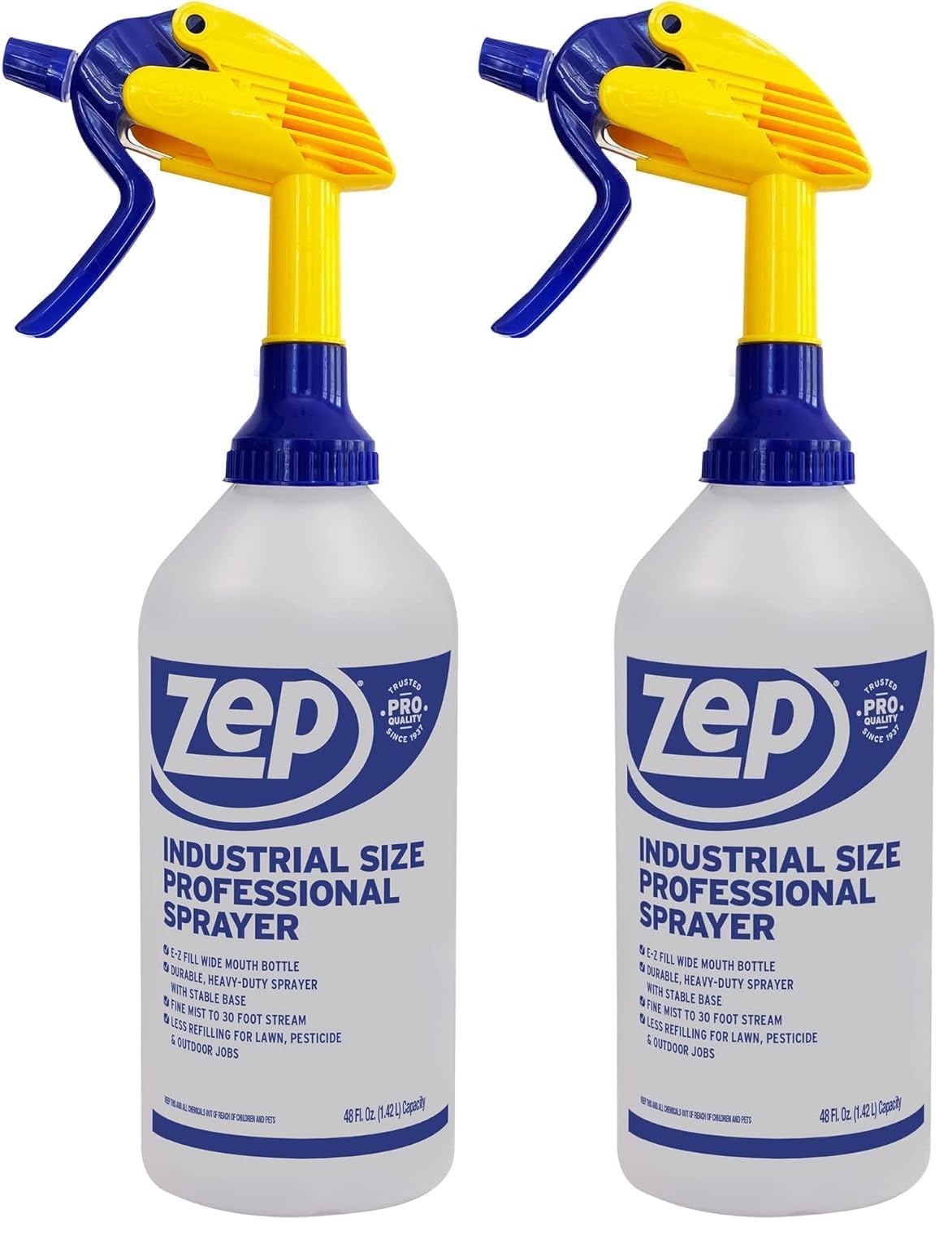 Industrial Sprayer Bottle - 48 Ounces C32810 - Up to 30 Foot Spray, Adjustable Nozzle (Pack of 2)