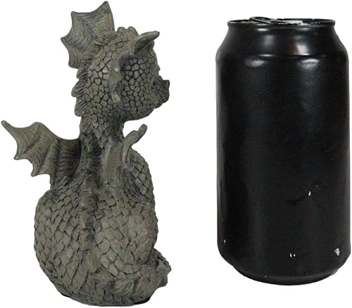 Miniatura 7 de Ebros Gift Fantástica figura de dragón de jardín de 5.25 pulgadas de alto, lindo bebé Drake con acabado de resina de imitación de Calabozos y