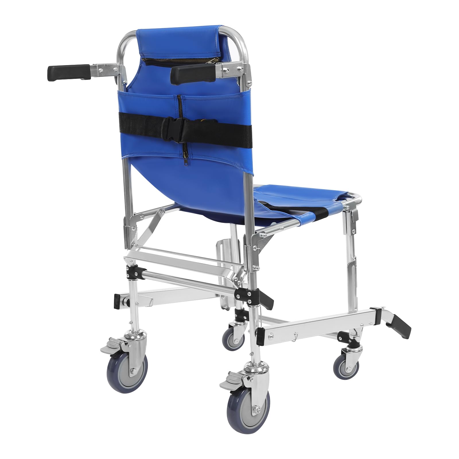 Sedia pieghevole per scale di emergenza, sollevatore portatile per scale con 2 ruote freno e 2 ruote universali, sedia a rotelle con cinture di sicurezza, per anziani e disabili