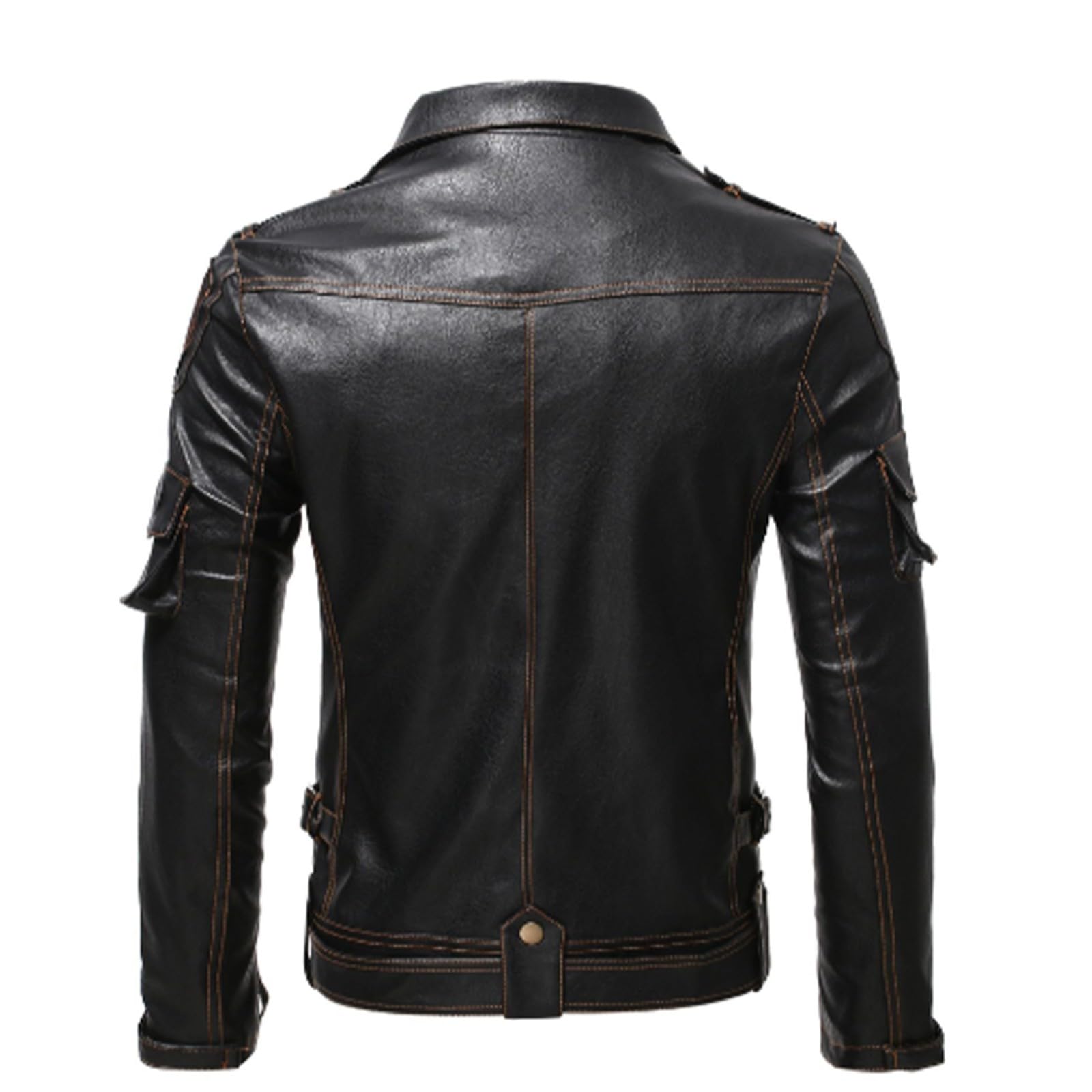Générique Veste Cuir Homme Moto Pas Cher Hiver Manche Longues Manteau en Cuir Mode Blouson Cuir Moto Blouson Motard en Cuir pour Homme de Vache Rétro Rock Veste en Cuir pour Faire de La Moto