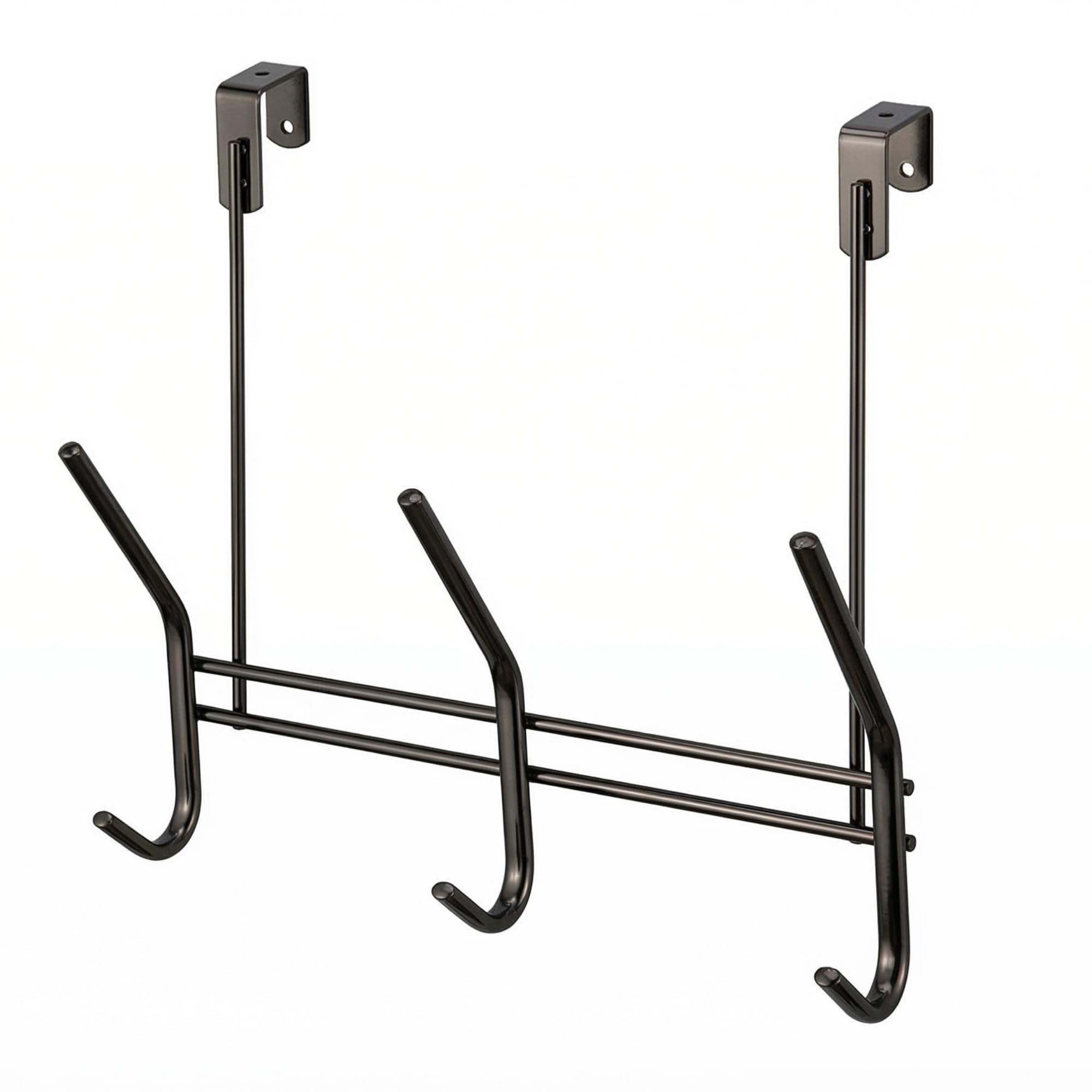 keypak Black Nickel Over Door Hanger 3 Double Hooks 29cm Hook Rack for Coats, Towels, Bags - No-Drill Organiser for Bathrooms & Bedrooms