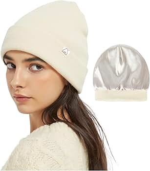 Hat Hut Satin Lined Beanie for Women Men - Winter Silk