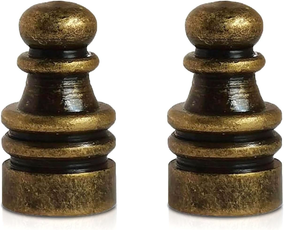 2PCS Chess Finials for Lamps Antique Bronze Compatible with Thread 1/4-27 Lamp Finials Decorative Screw Cap for Replacement DIY Table or Floor Light Lampshade Holder Harp Adapter