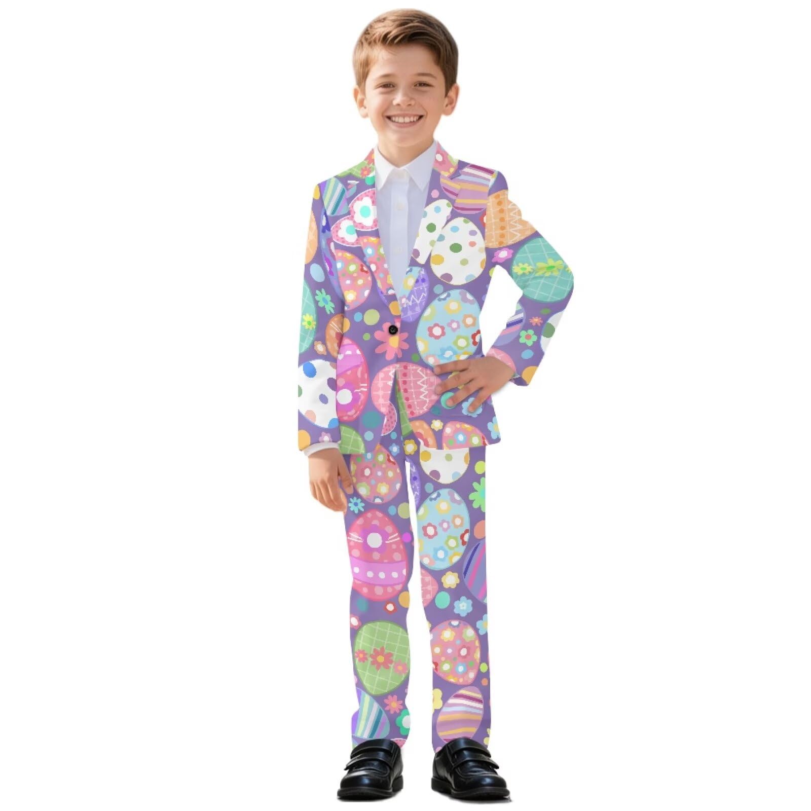 Biyejit 2-teiliges Jungenanzug-Set mit einem Knopf, Blazer und Hose, formelle Smokingjacke für Hochzeit, Party, Outfit, 5–14 Jahre