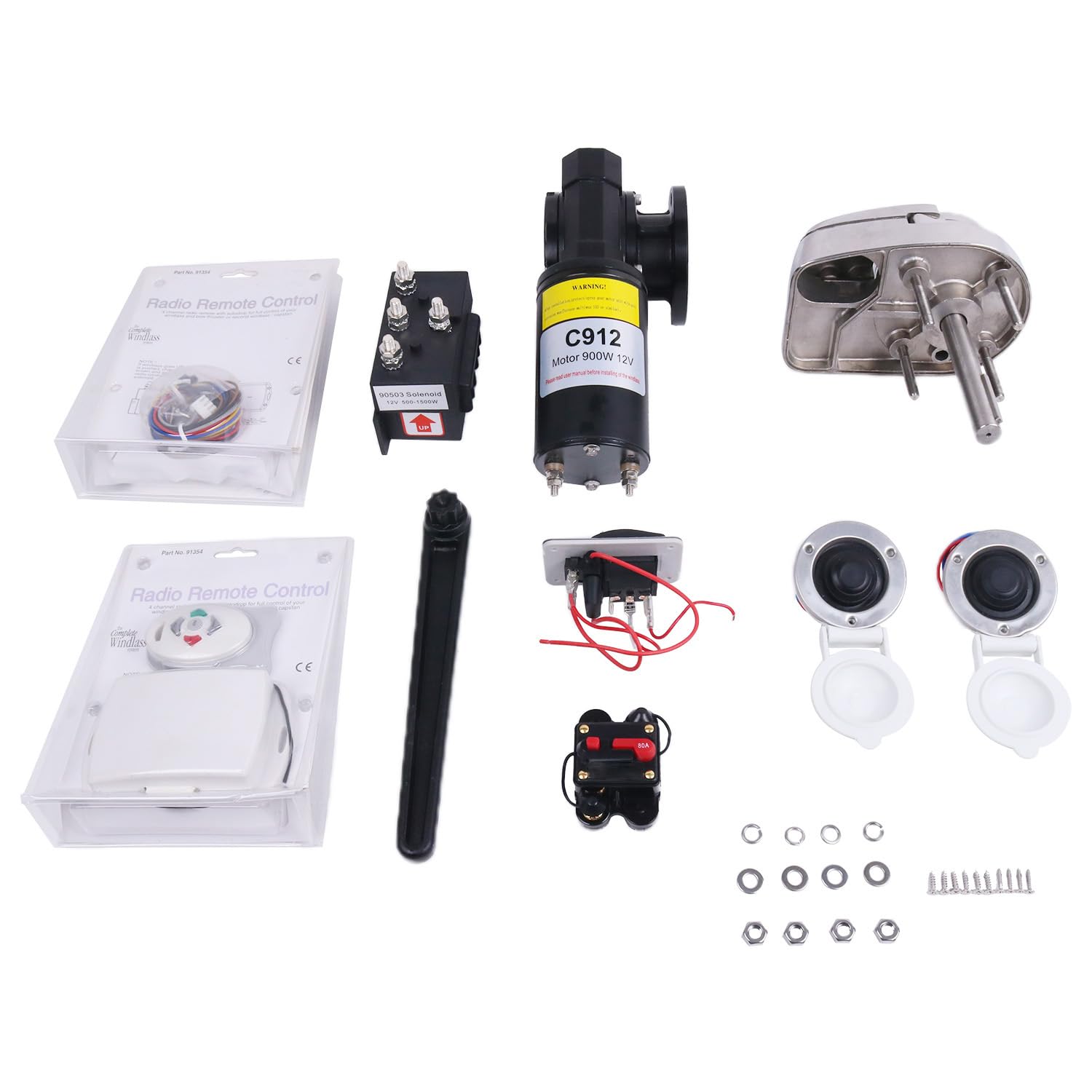 dowfane Heavy Duty Anchor Winch High Speed Electric Windlass 900W 6MM 12V Boat Remote Control Maximum Working Load 220KG 484LBS